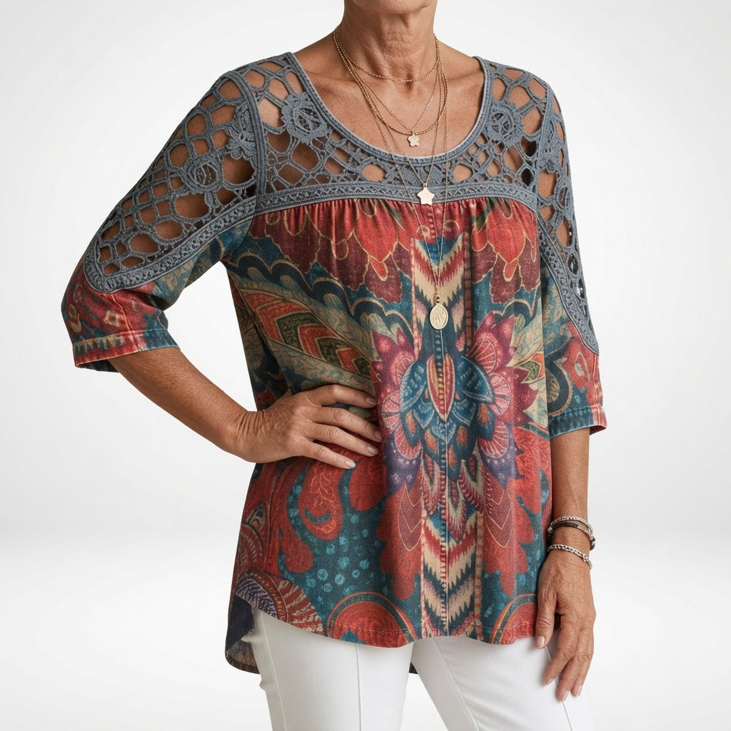 BLOUSE MET ETNISCHE PRINT VOOR DAMES
