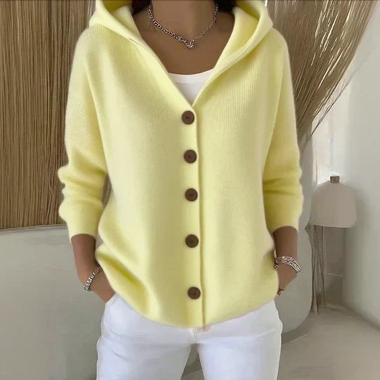 Darienne | Gebreide Cardigan met Kap en Knopen