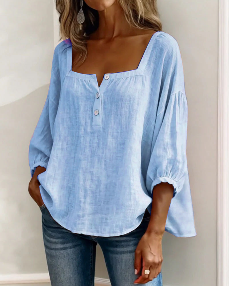 Linnen blouse met ballonmouwen voor dames