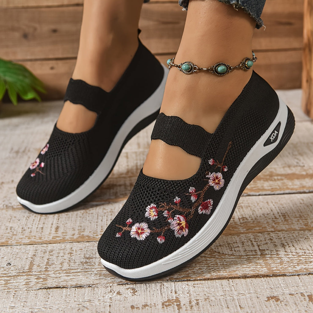 MET BLOEMEN GEBORDUURDE SNEAKERS VOOR DAMES