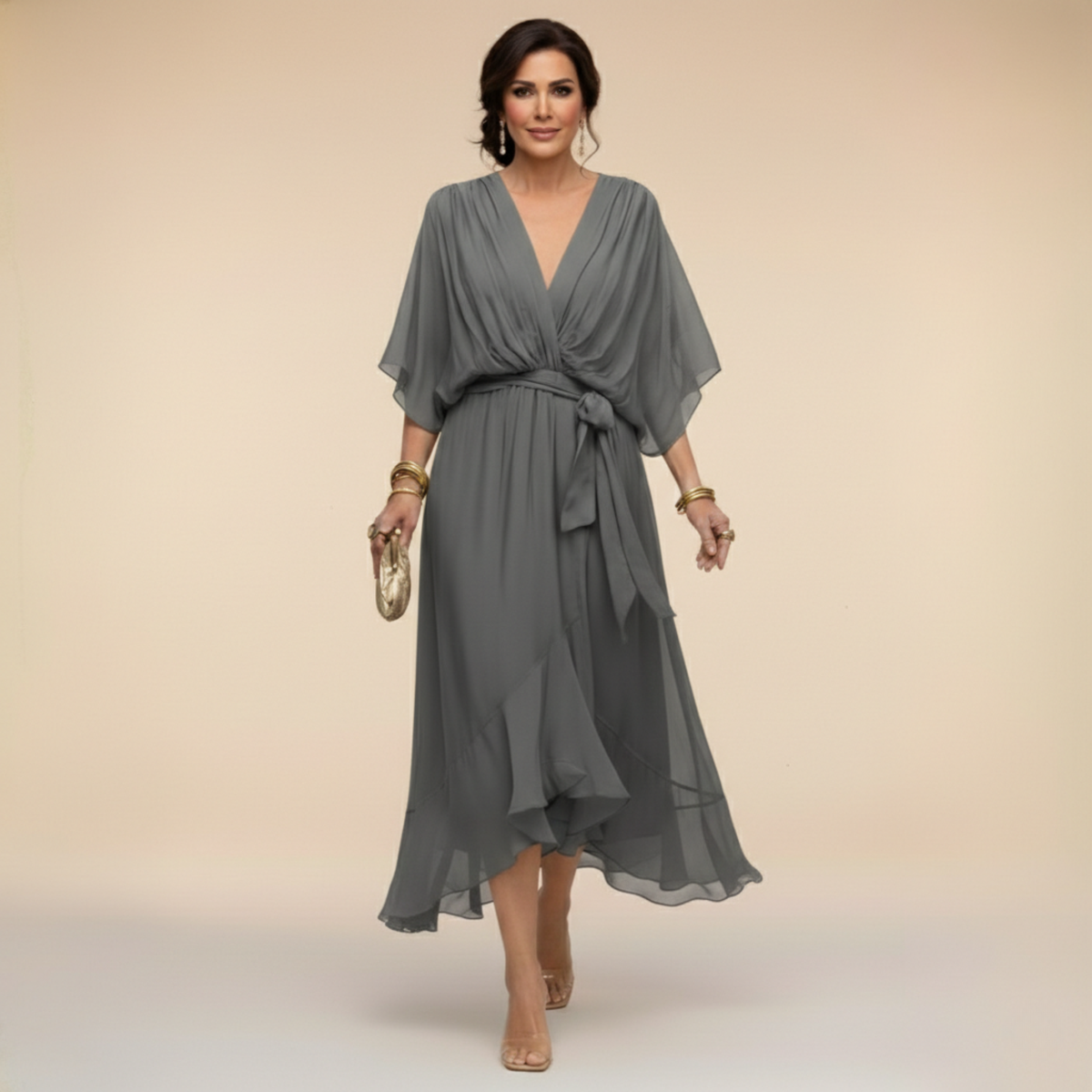 CHIFFONJURK MET V-HALS VOOR DAMES
