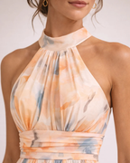 ELEGANTE MAXIJURK MET HALTERNEK VOOR DAMES