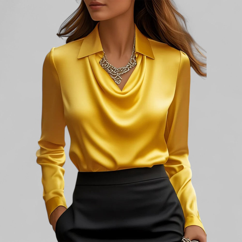 Gedrapeerde satijnen blouse voor dames