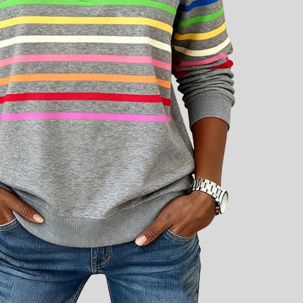 Prismette™ | Kleurrijke Gestreepte Quarter-Zip Sweatshirt