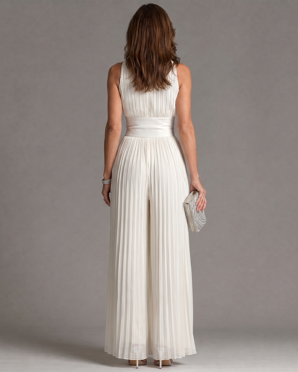 GEPLOOIDE JUMPSUIT MET HALTERNEK VOOR DAMES