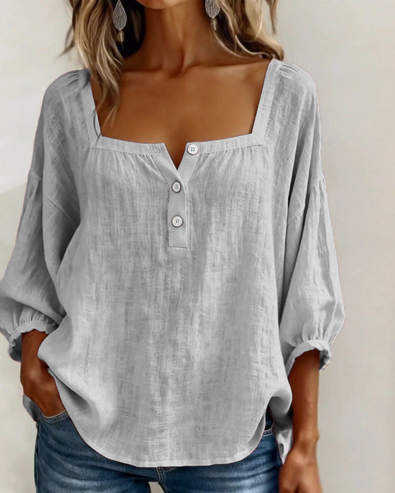 Linnen blouse met ballonmouwen voor dames