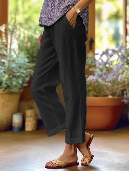 LINNEN BROEK MET RELAXTE PASVORM VOOR DAMES