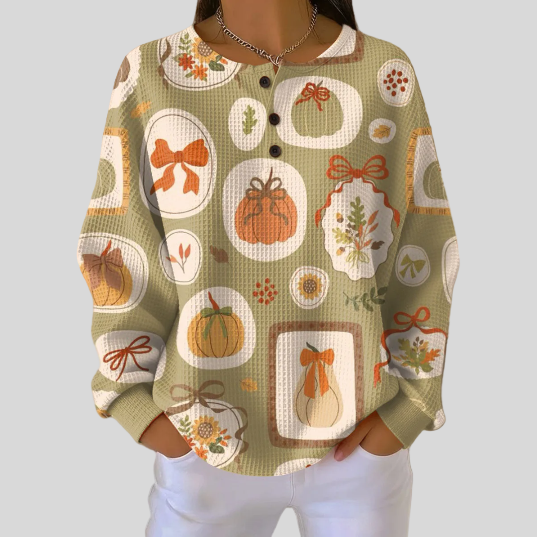 Tawnie™ | Sweater met Strikken en Pompoenen