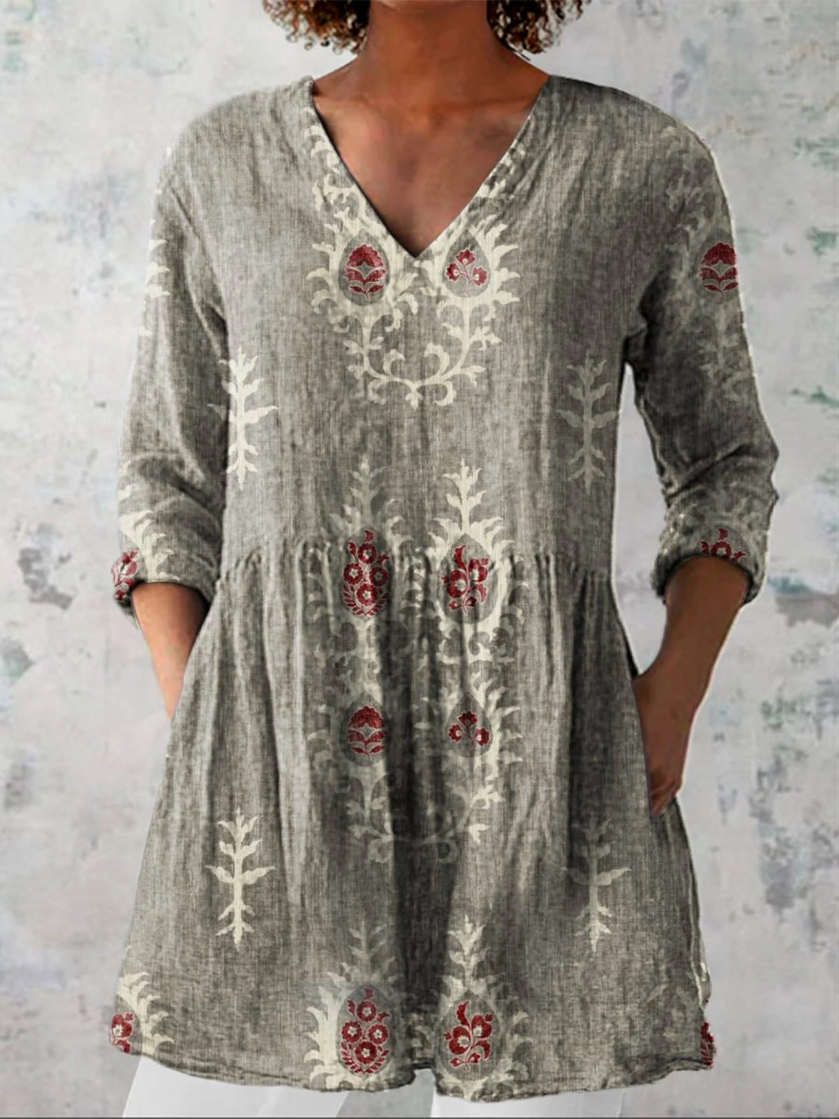 Lange blouse met V-hals voor dames