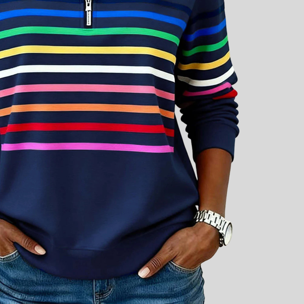 Prismette™ | Kleurrijke Gestreepte Quarter-Zip Sweatshirt