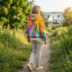 Hoodie met zonnige patchworkprint