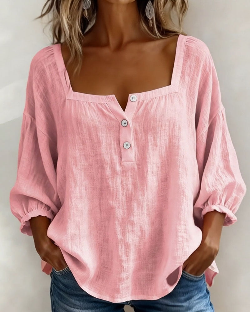 Linnen blouse met ballonmouwen voor dames