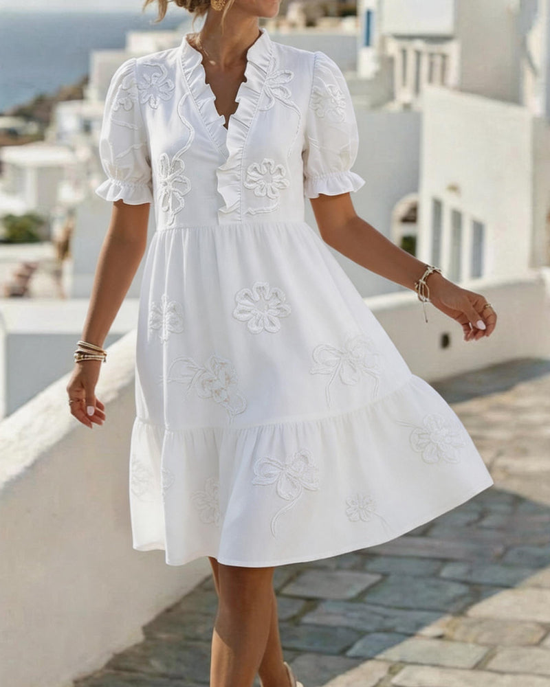 GEBORDUURDE JURK MET RUFFLES VOOR DAMES