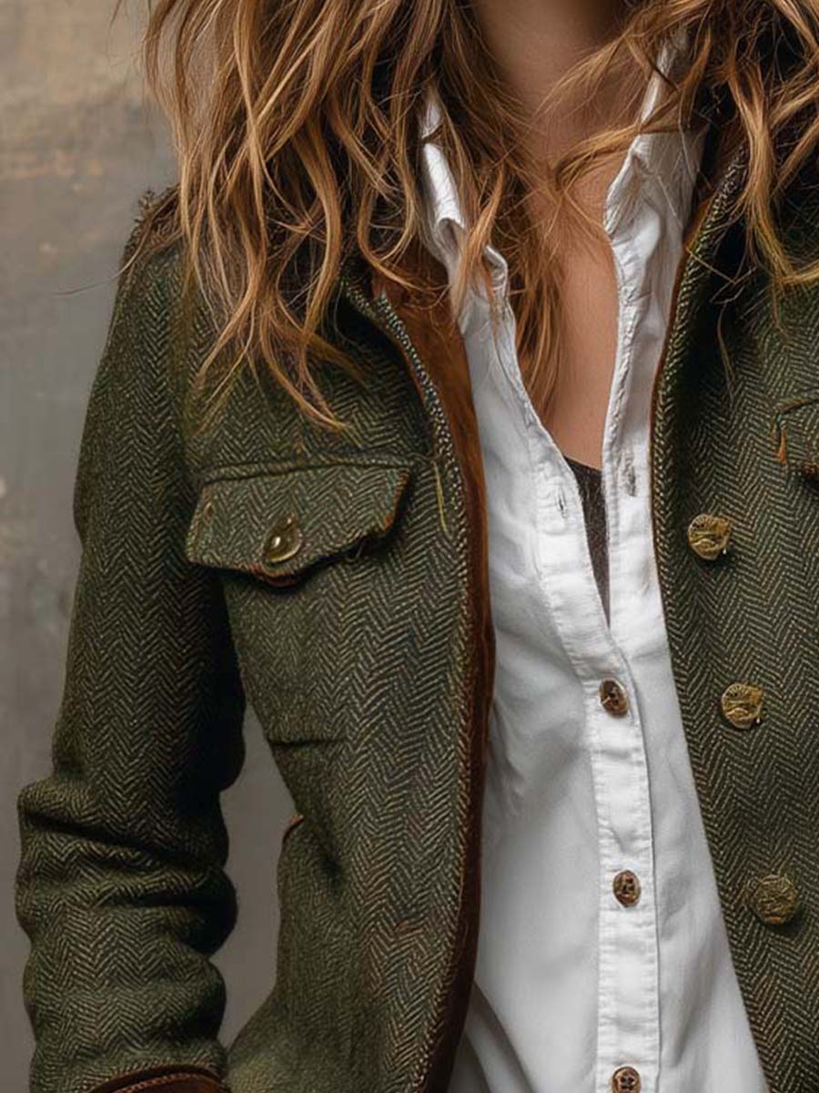 Vintage blazer met contrasterende chevronranden