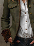 Vintage blazer met contrasterende chevronranden