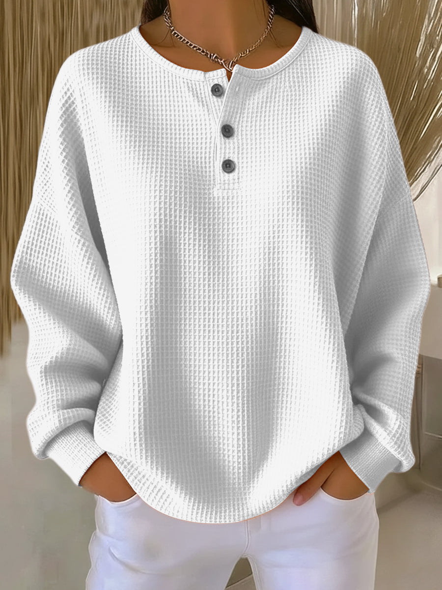 Mirabel | Gezellige Wafel Henley Sweatshirt