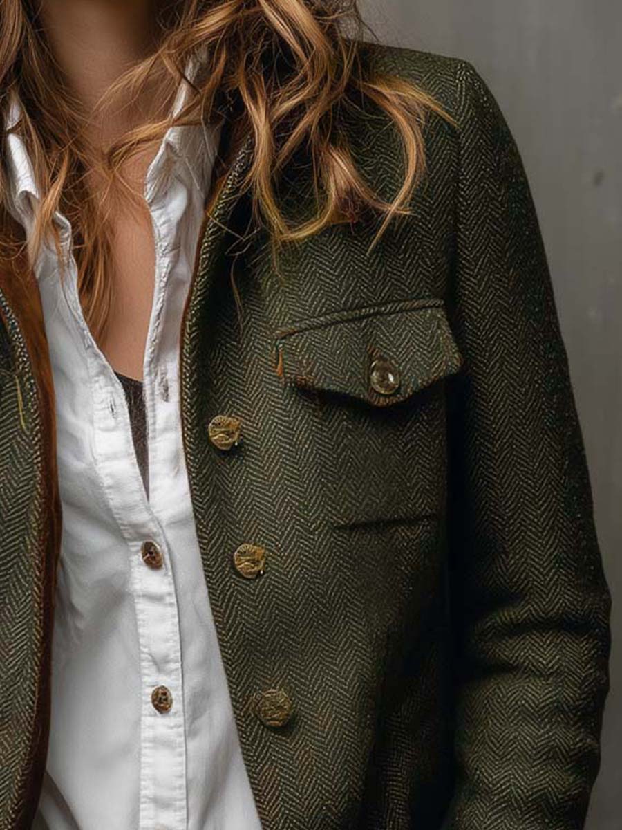 Vintage blazer met contrasterende chevronranden