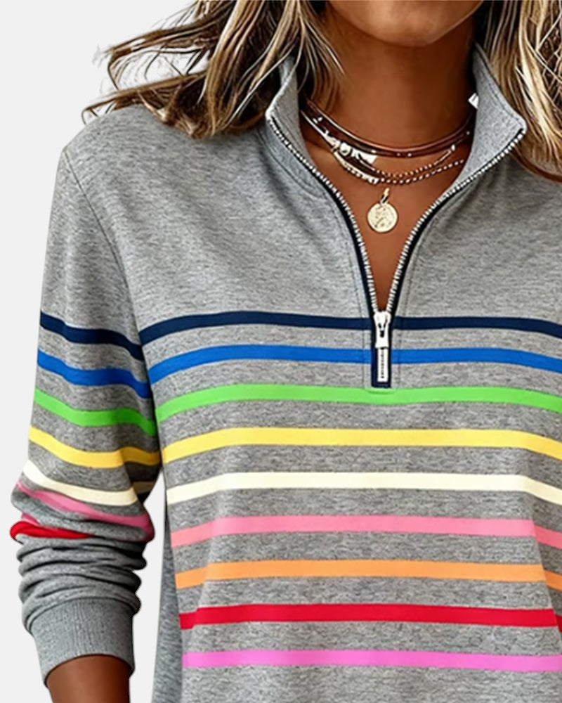 GESTREEPT VEST MET RITS VOOR DAMES