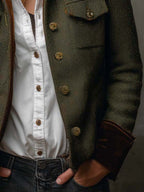 Vintage blazer met contrasterende chevronranden