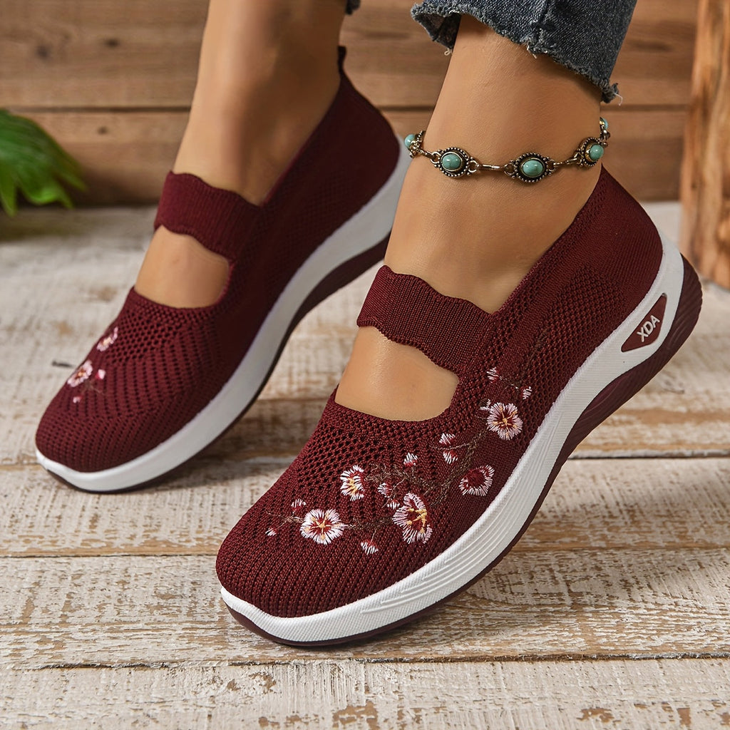 MET BLOEMEN GEBORDUURDE SNEAKERS VOOR DAMES