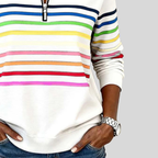 Prismette™ | Kleurrijke Gestreepte Quarter-Zip Sweatshirt