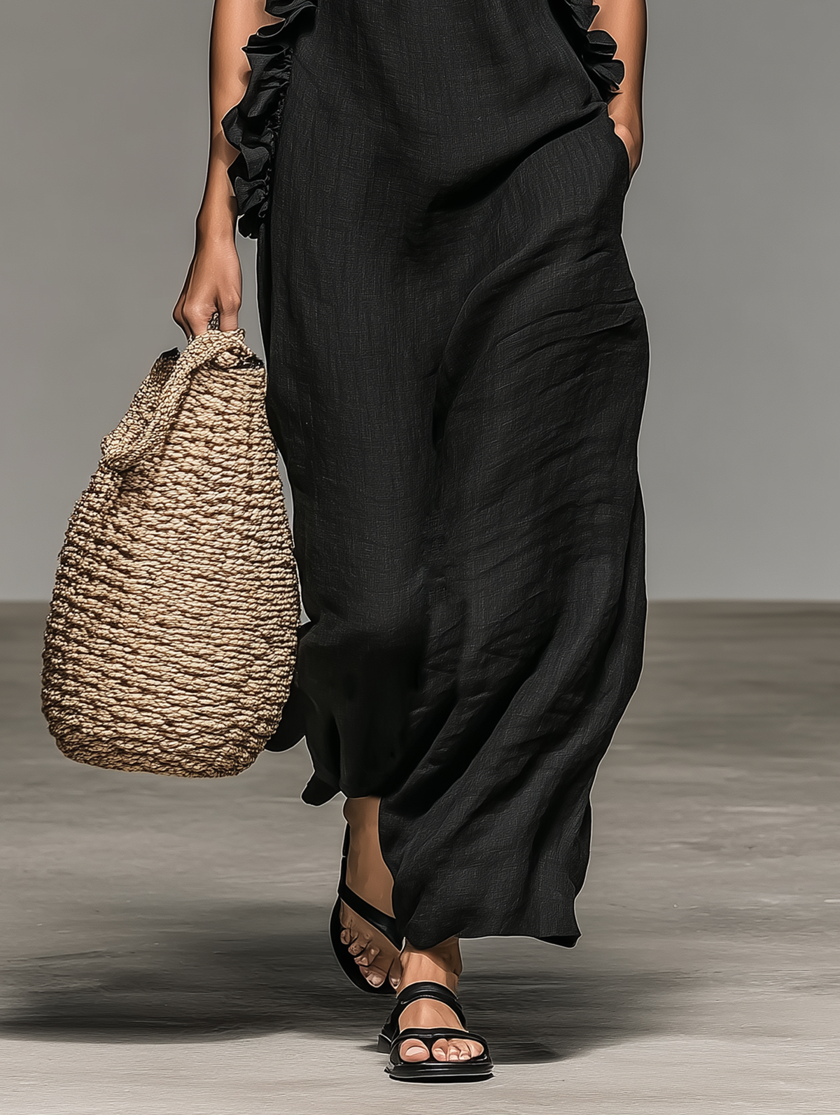 MAXI-JURK MET RUCHES VOOR DAMES