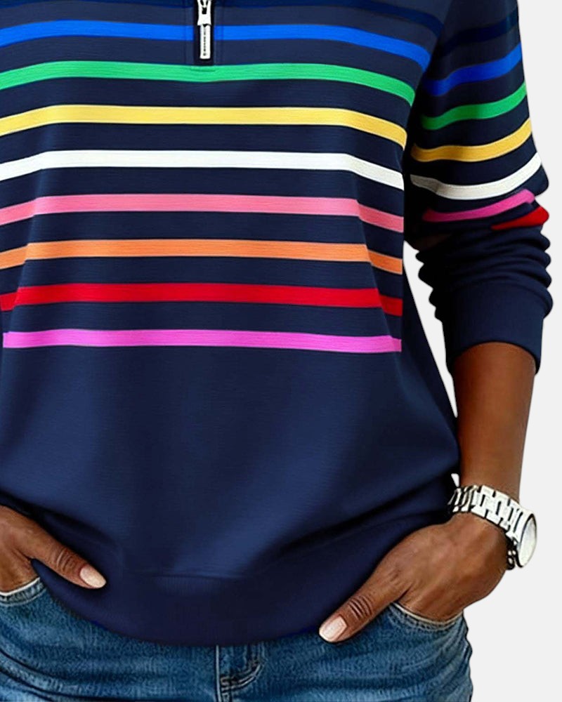 GESTREEPT VEST MET RITS VOOR DAMES