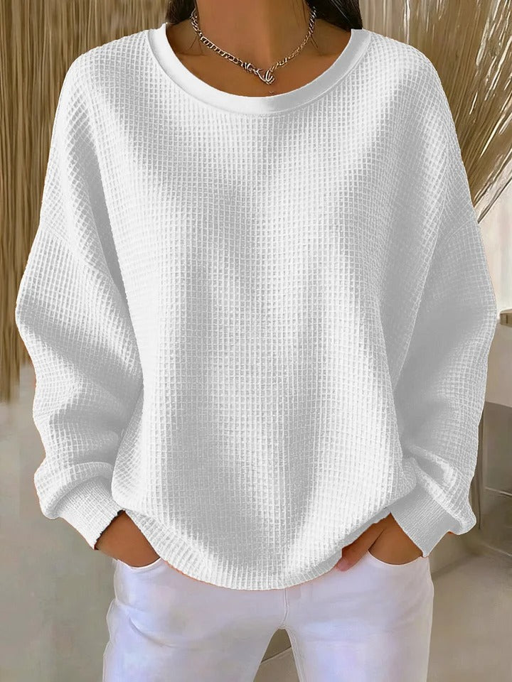 Oversized wafelgebreide trui voor dames