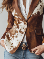 Vintage blazer met koeienprint
