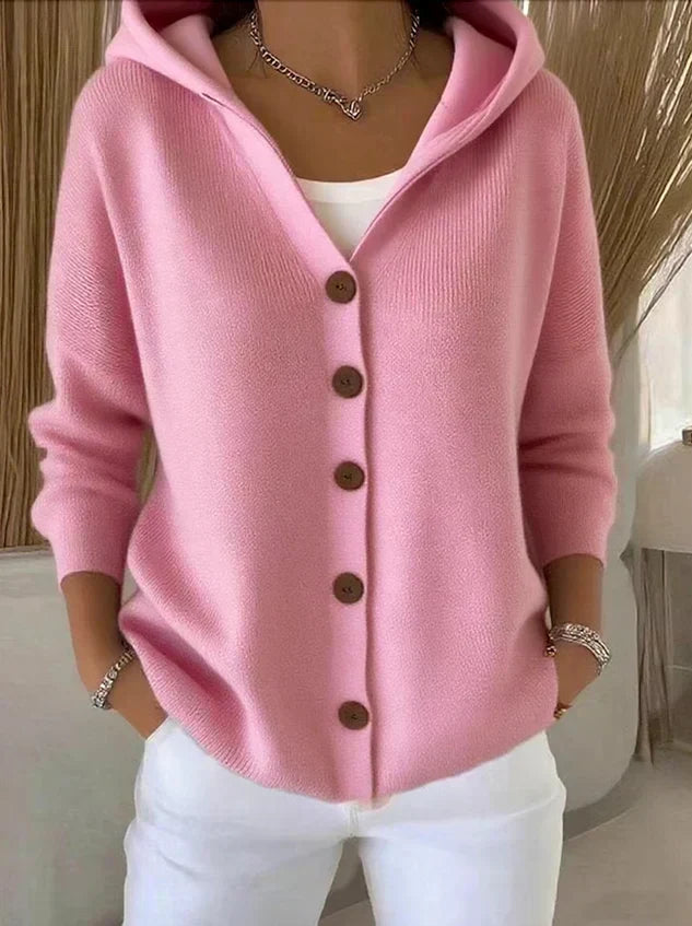 Darienne | Gebreide Cardigan met Kap en Knopen