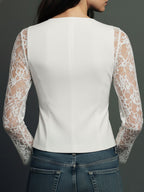 Noémie | Hoge Zwarte Blazer met Semi-Transparante Mouwen