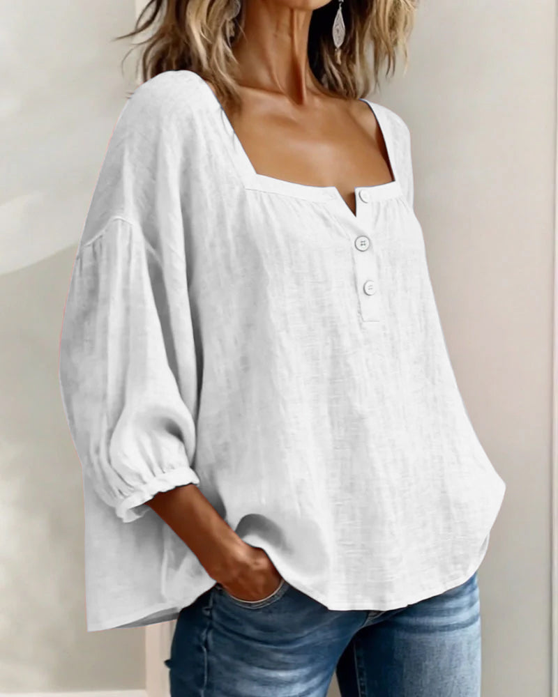 Linnen blouse met ballonmouwen voor dames