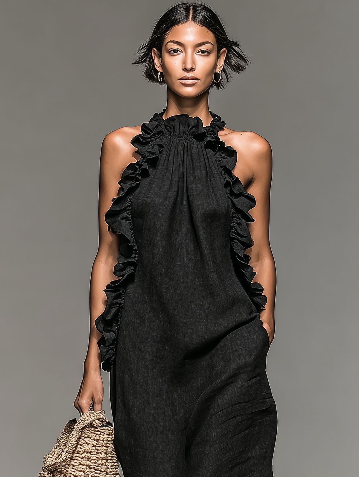 MAXI-JURK MET RUCHES VOOR DAMES