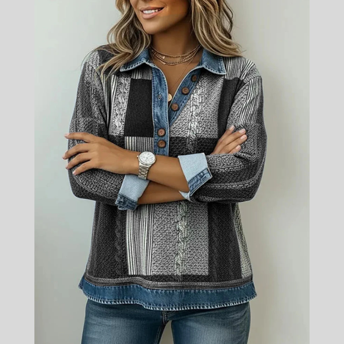 Meridell™ | Kleurblok Print Sweater