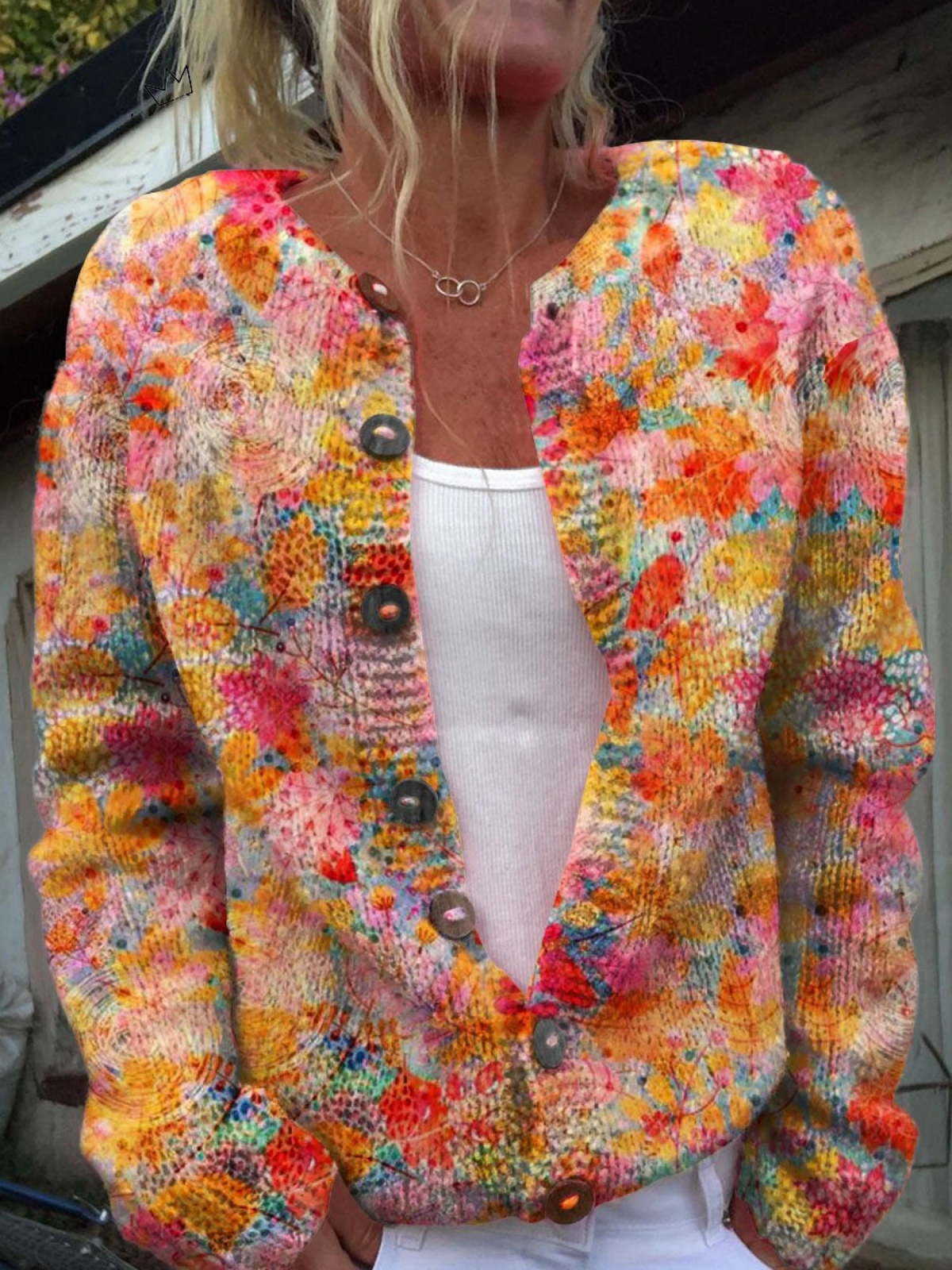 Vest met geschilderde bloemenprint