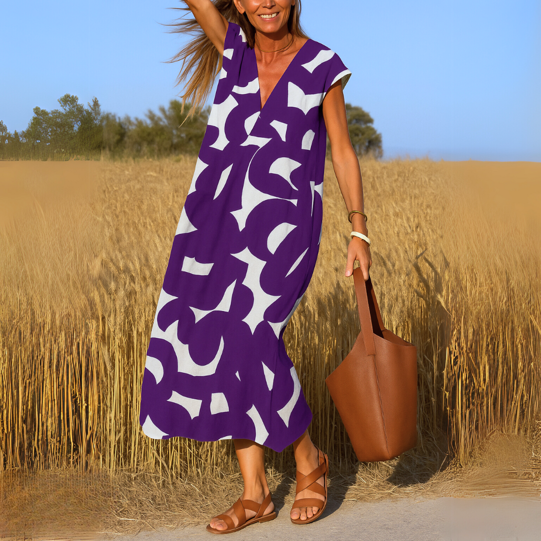 KLASSIEKE JURK MET PRINT VOOR DAMES