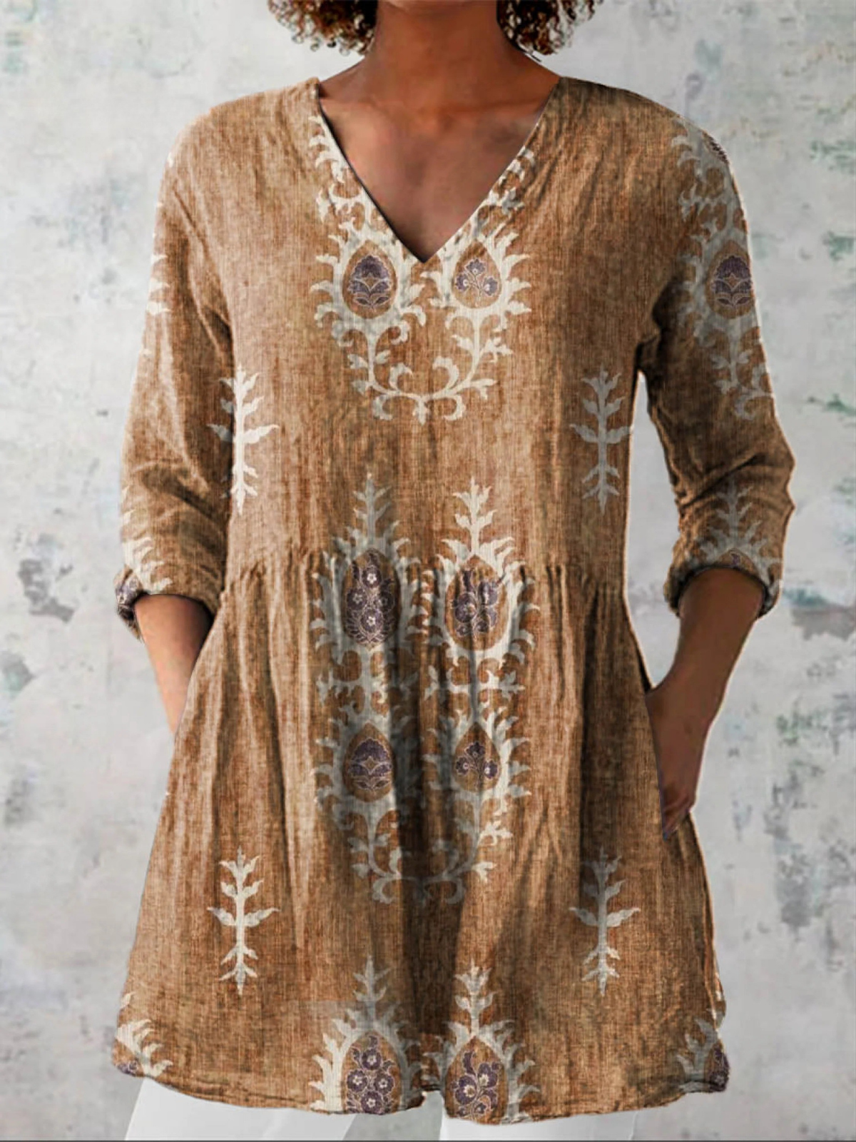 Lange blouse met V-hals voor dames