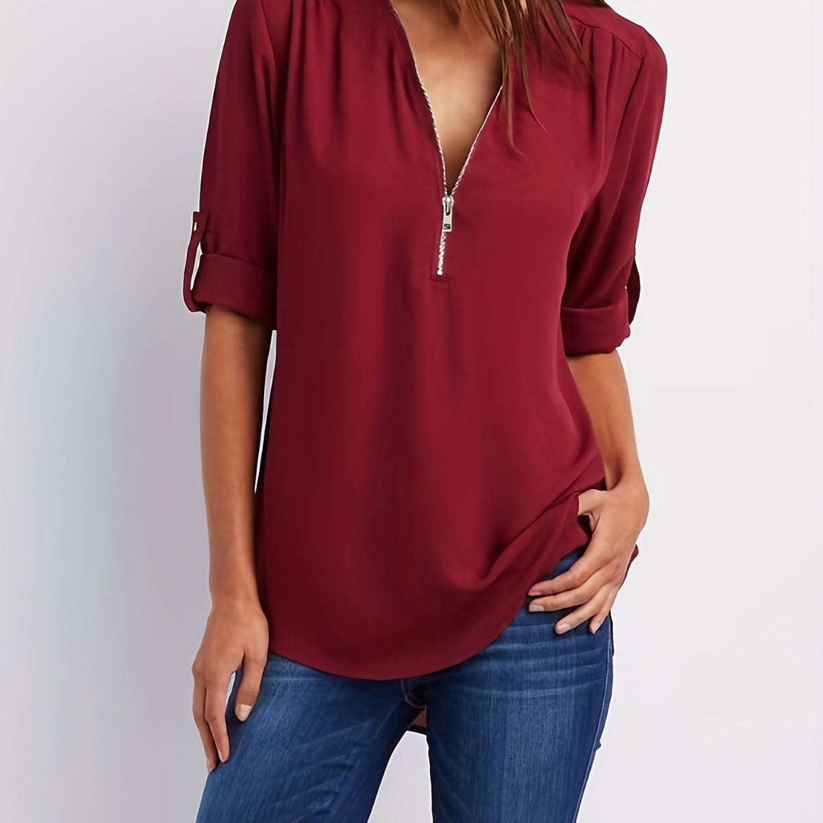BLOUSE MET RITSSLUITING VOOR DAMES