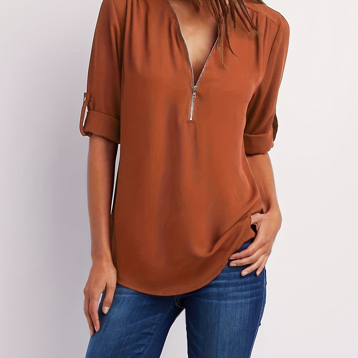 BLOUSE MET RITSSLUITING VOOR DAMES