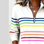 Prismette™ | Kleurrijke Gestreepte Quarter-Zip Sweatshirt