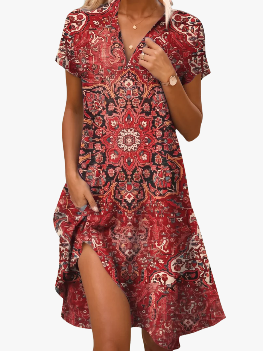 CHIQUE MIDI-JURK MET PATROON VOOR DAMES