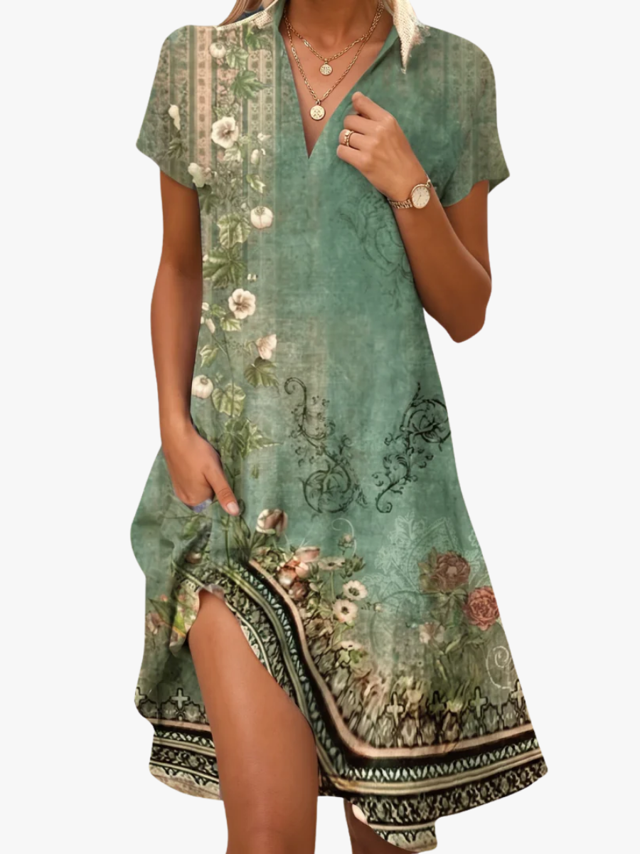CHIQUE MIDI-JURK MET PATROON VOOR DAMES