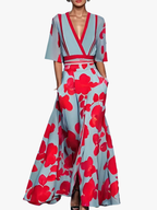 DAMES JURK MET BLOEMENPRINT EN V-HALS