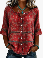 Klassieke blouse met etnisch patroon voor dames