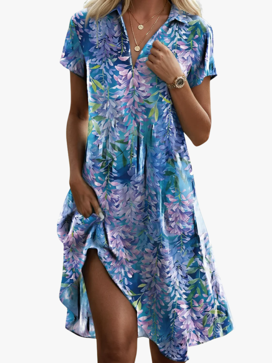 CHIQUE MIDI-JURK MET PATROON VOOR DAMES