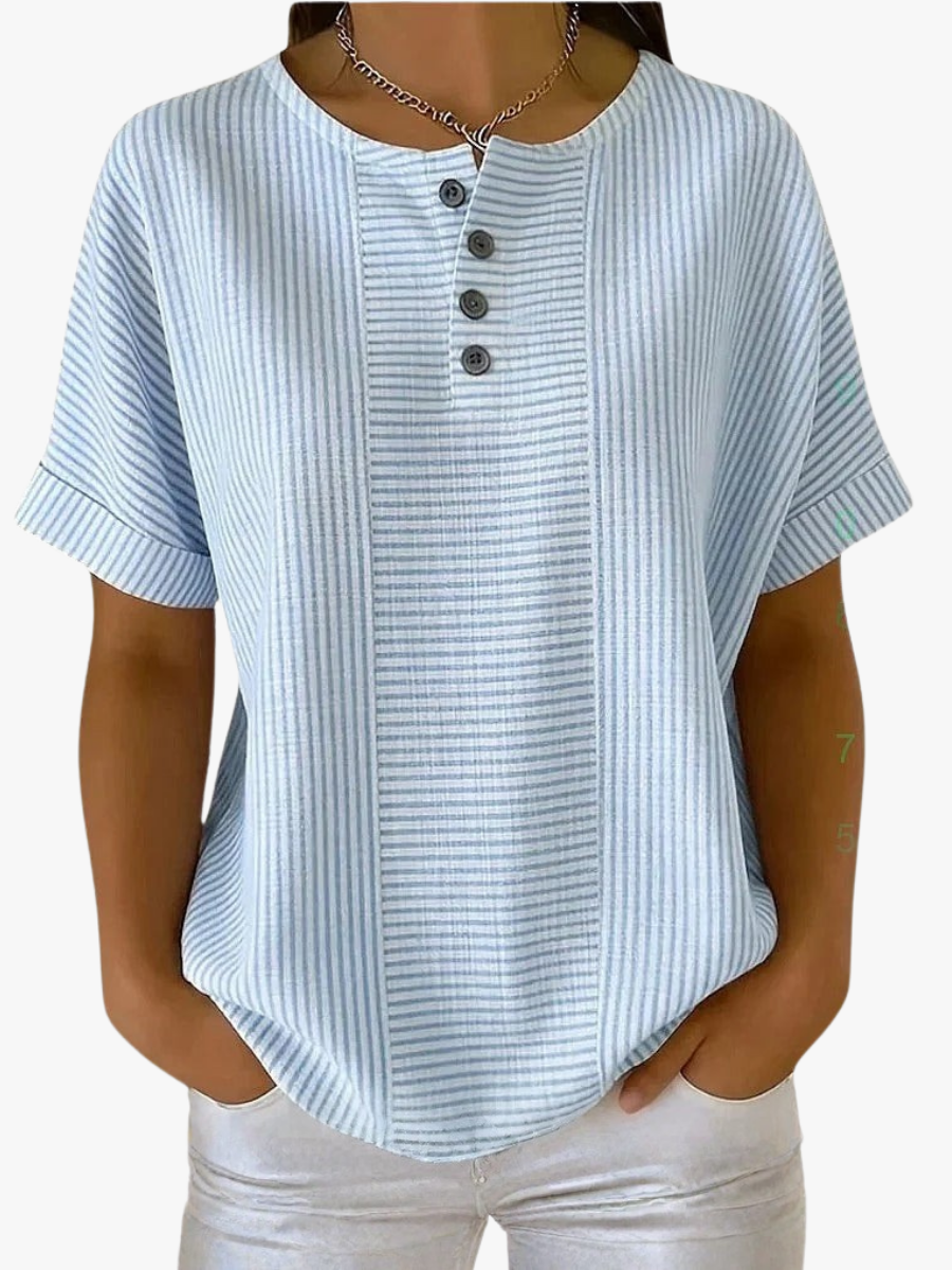 GESTREEPTE BLOUSE MET KNOPEN VOOR DAMES