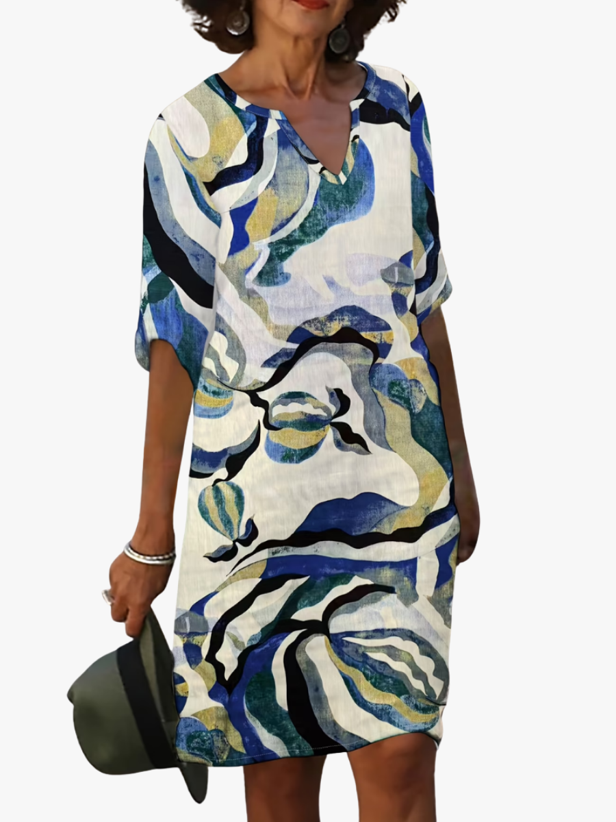 ABSTRACTE GEPRINTE JURK VOOR DAMES