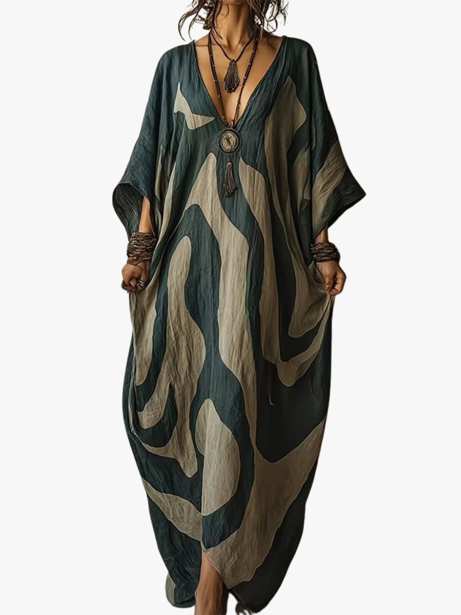 MAXI ABSTRACTE JURK VOOR DAMES