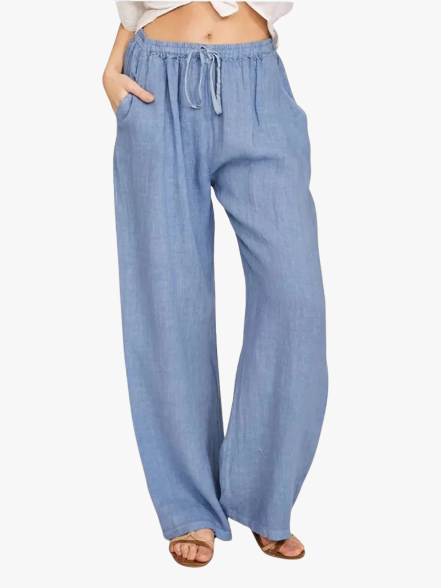 KLASSIEKE BROEK MET WIJDE PIJPEN VOOR DAMES
