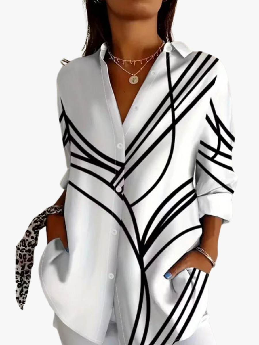 Bedrukte blouse met knopen voor dames